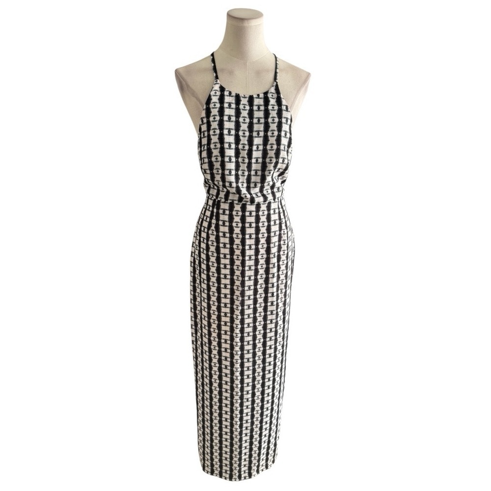 BEC & BRIDGE Gray White Patterned Maxi Dress Cocktail Wedding Party Sleeveless 2